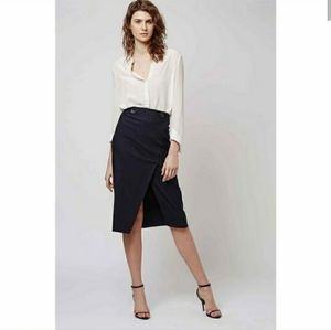 Topshop Pinstripe Midi Wrap Pencil Skirt